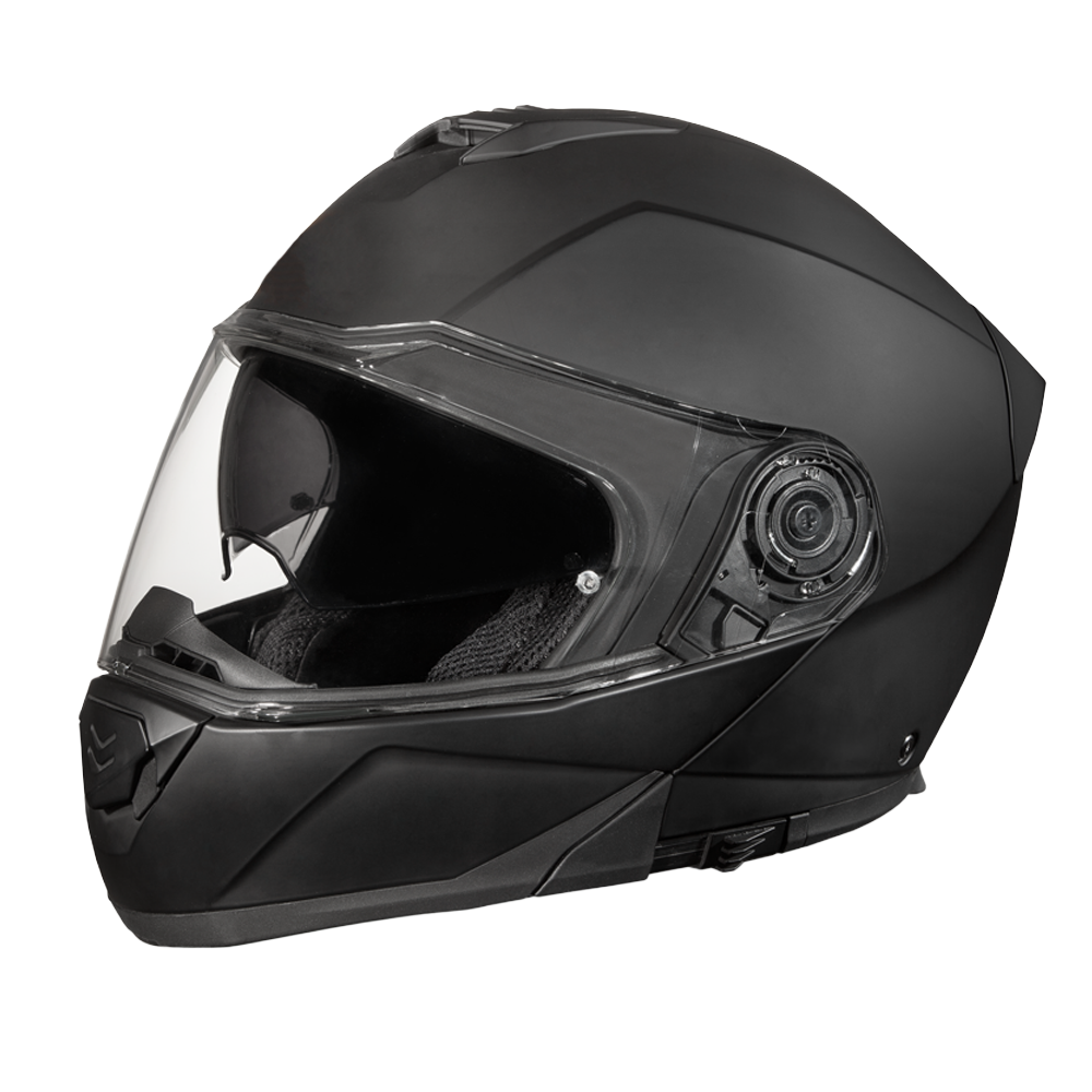 Daytona Glide Modular Motorcycle Helmet - DOT & ECE Approved, Bluetooth Ready, Dual Visor, Men/Women/Youth - Dull Black