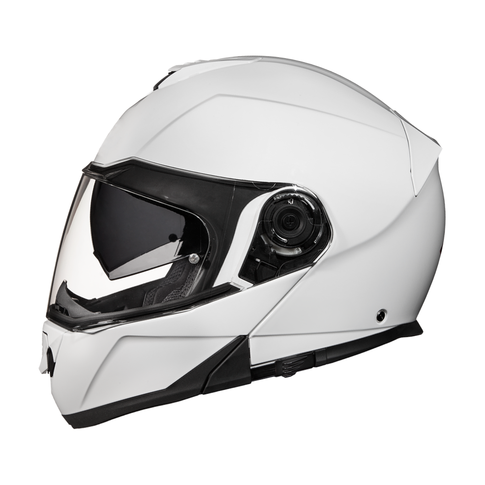 Daytona Glide Modular Motorcycle Helmet - DOT & ECE Approved, Bluetooth Ready, Dual Visor, Men/Women/Youth - Hi-Gloss White