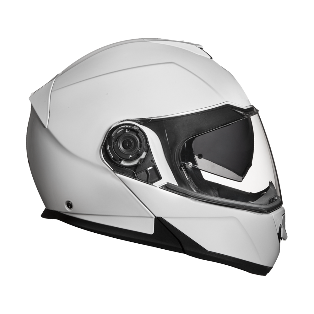 Daytona Glide Modular Motorcycle Helmet - DOT & ECE Approved, Bluetooth Ready, Dual Visor, Men/Women/Youth - Hi-Gloss White