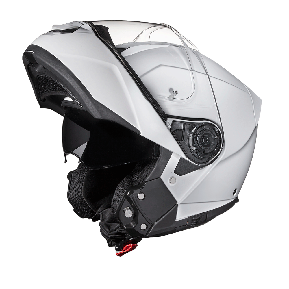 Daytona Glide Modular Motorcycle Helmet - DOT & ECE Approved, Bluetooth Ready, Dual Visor, Men/Women/Youth - Hi-Gloss White