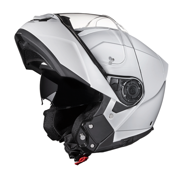 Daytona Glide Modular Motorcycle Helmet - DOT & ECE Approved, Bluetooth Ready, Dual Visor, Men/Women/Youth - Hi-Gloss White