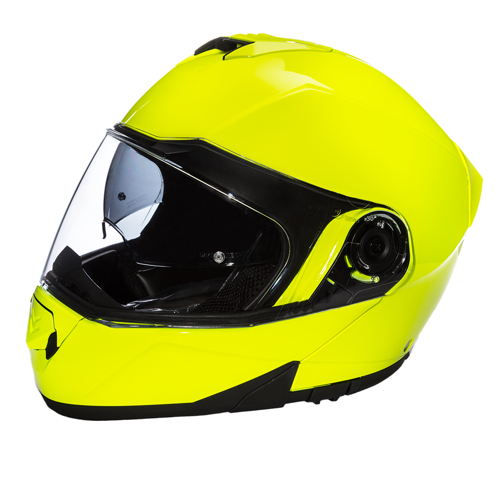 Daytona Glide Modular Motorcycle Helmet - DOT & ECE Approved, Bluetooth Ready, Dual Visor, Men/Women/Youth - Fluorescent Yellow
