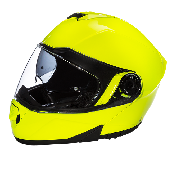 Daytona Glide Modular Motorcycle Helmet - DOT & ECE Approved, Bluetooth Ready, Dual Visor, Men/Women/Youth - Fluorescent Yellow