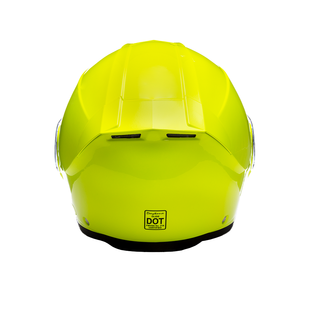 Daytona Glide Modular Motorcycle Helmet - DOT & ECE Approved, Bluetooth Ready, Dual Visor, Men/Women/Youth - Fluorescent Yellow