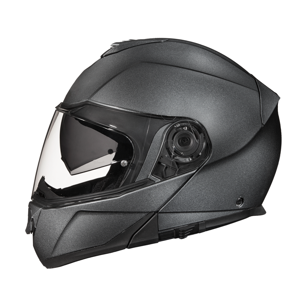 Daytona Glide Modular Motorcycle Helmet - DOT & ECE Approved, Bluetooth Ready, Dual Visor, Men/Women/Youth - Gun Metal Grey Metallic