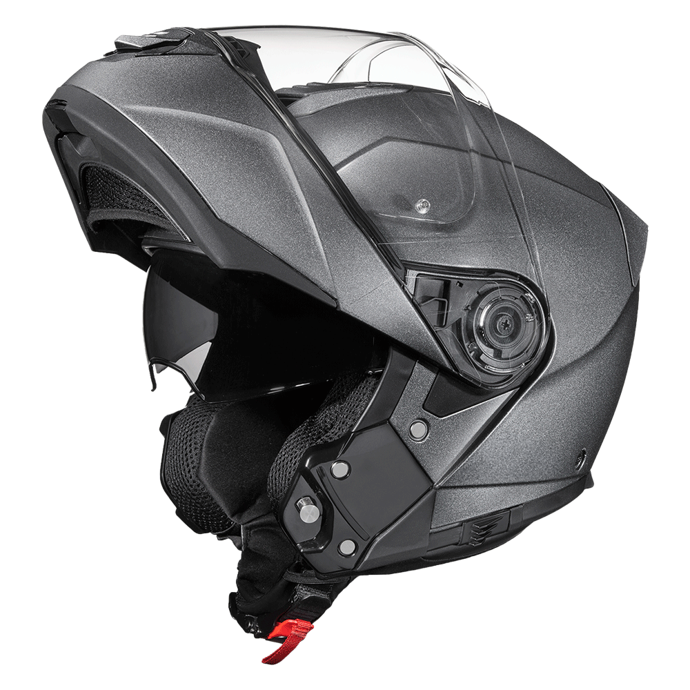 Daytona Glide Modular Motorcycle Helmet - DOT & ECE Approved, Bluetooth Ready, Dual Visor, Men/Women/Youth - Gun Metal Grey Metallic