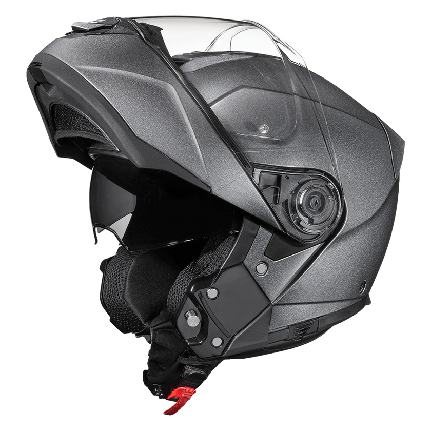 Daytona Glide Modular Motorcycle Helmet - DOT & ECE Approved, Bluetooth Ready, Dual Visor, Men/Women/Youth - Gun Metal Grey Metallic