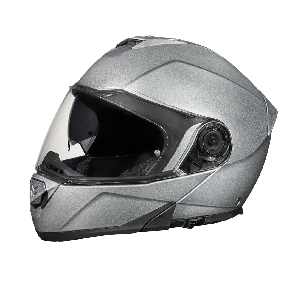 Daytona Glide Modular Motorcycle Helmet - DOT & ECE Approved, Bluetooth Ready, Dual Visor, Men/Women/Youth- Silver Metallic