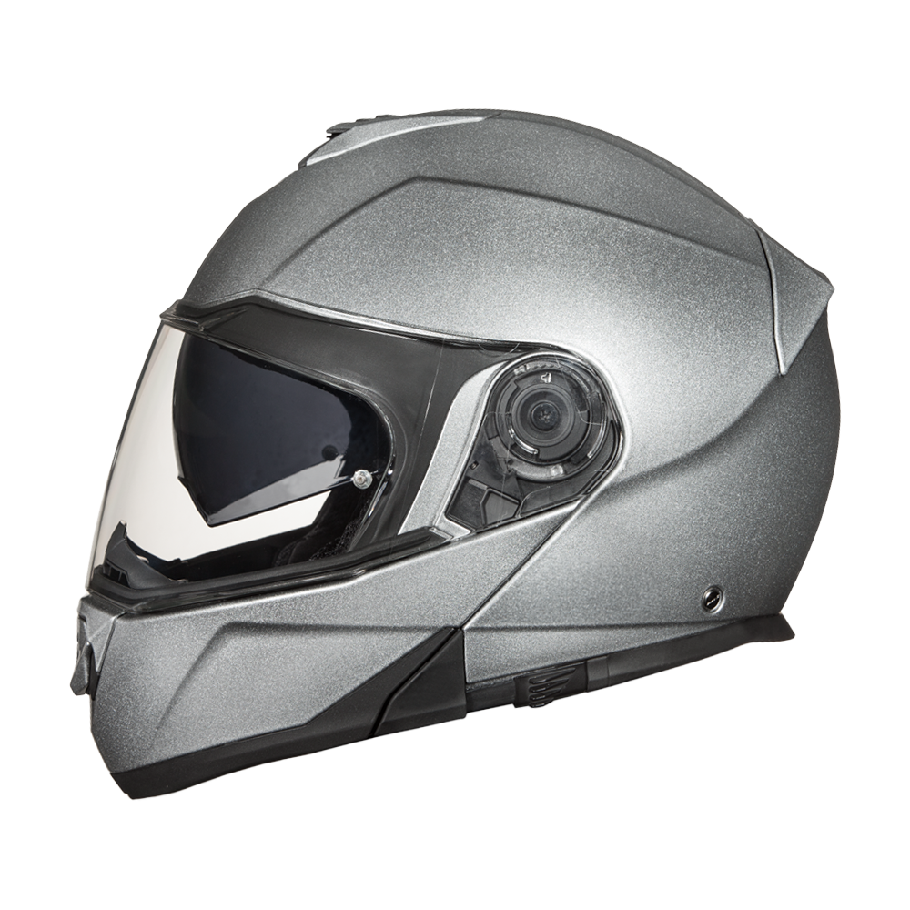 Daytona Glide Modular Motorcycle Helmet - DOT & ECE Approved, Bluetooth Ready, Dual Visor, Men/Women/Youth- Silver Metallic