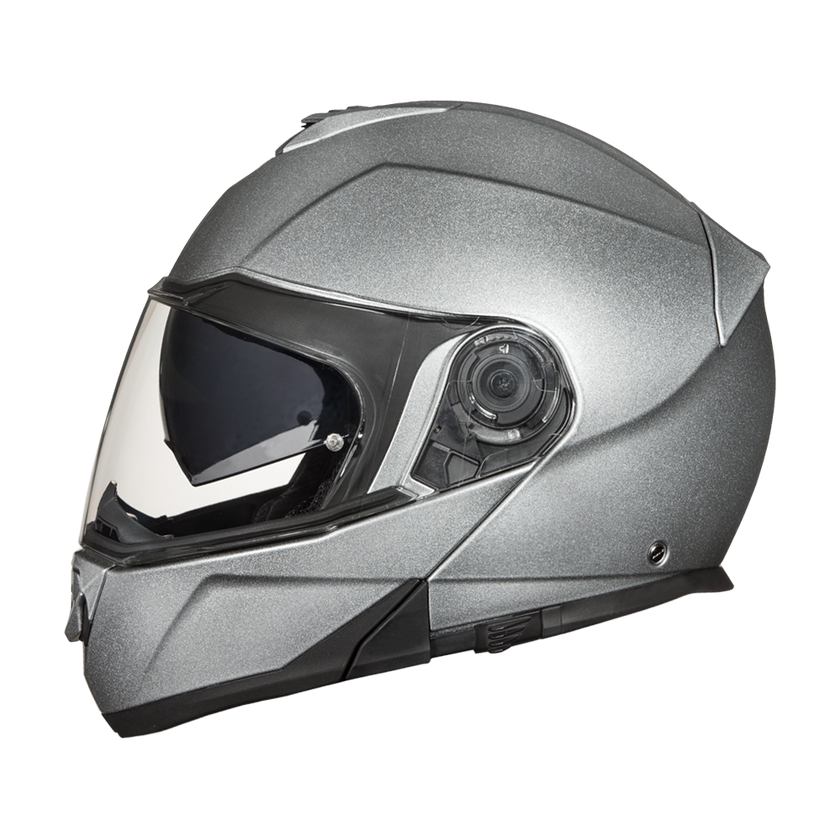 Daytona Glide Modular Motorcycle Helmet - DOT & ECE Approved, Bluetooth Ready, Dual Visor, Men/Women/Youth- Silver Metallic