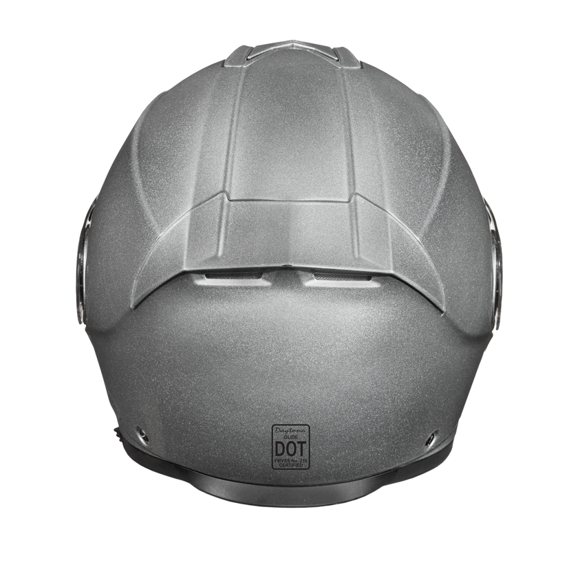 Daytona Glide Modular Motorcycle Helmet - DOT & ECE Approved, Bluetooth Ready, Dual Visor, Men/Women/Youth- Silver Metallic