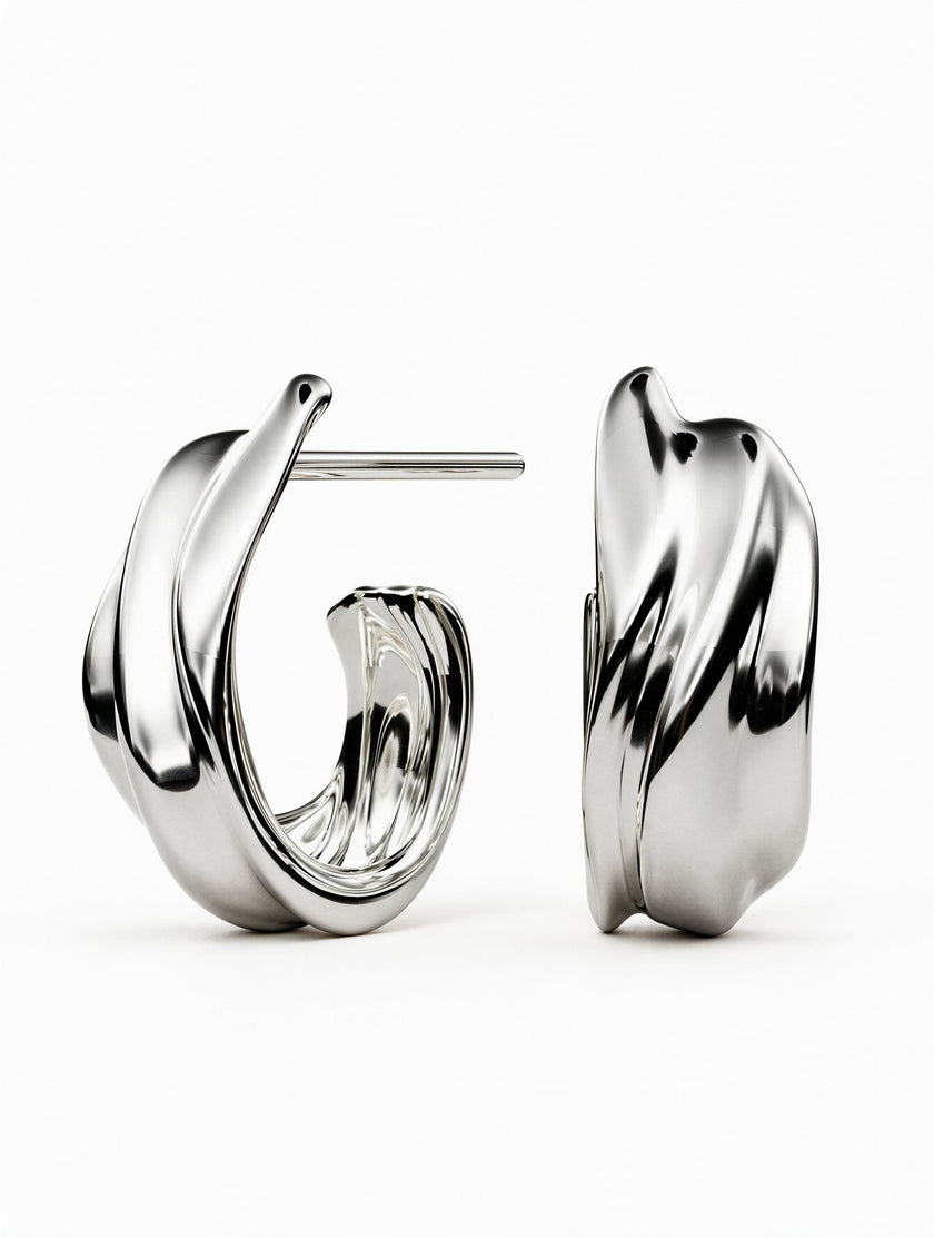Milos Wave Hoops | Sterling Silver