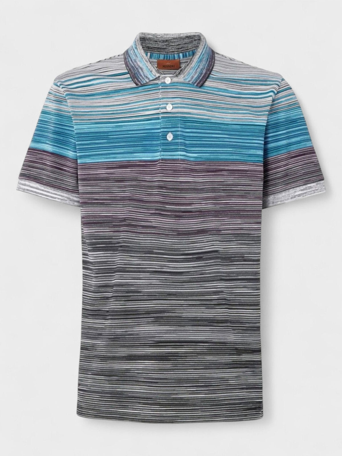 Missoni Space Dye Short Sleeve Polo Shirt Blue