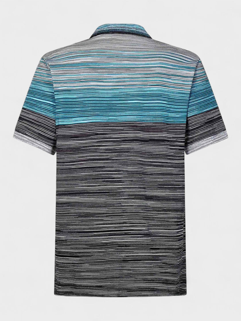 Missoni Space Dye Short Sleeve Polo Shirt Blue