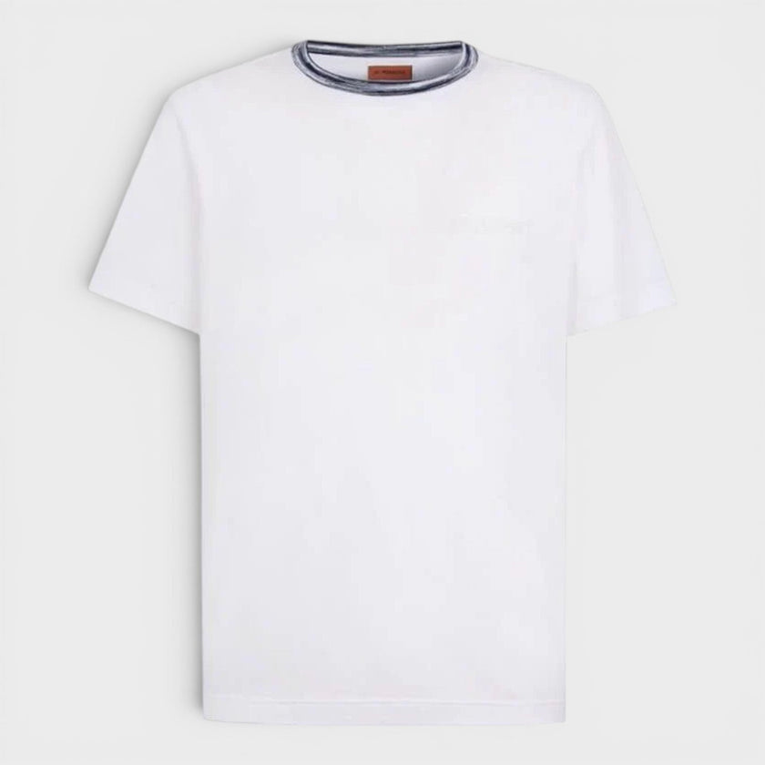 Contrast Detail T-Shirt Space Dyed Navy White