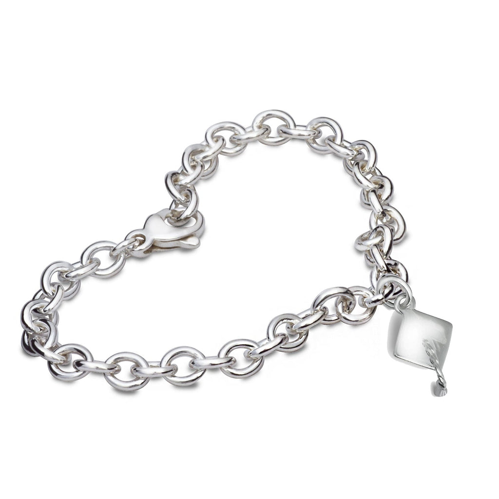 Mortar Board Personalised Silver Charm Bracelet