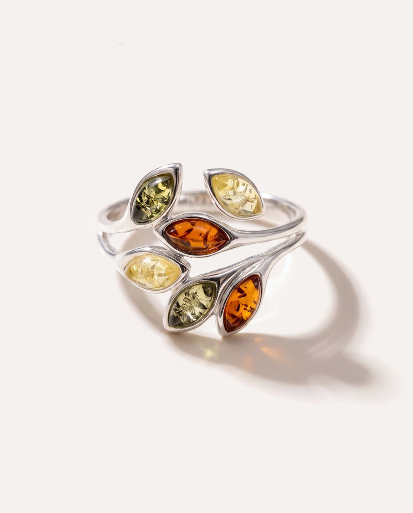 Anello Floreale Multicolore Ambra