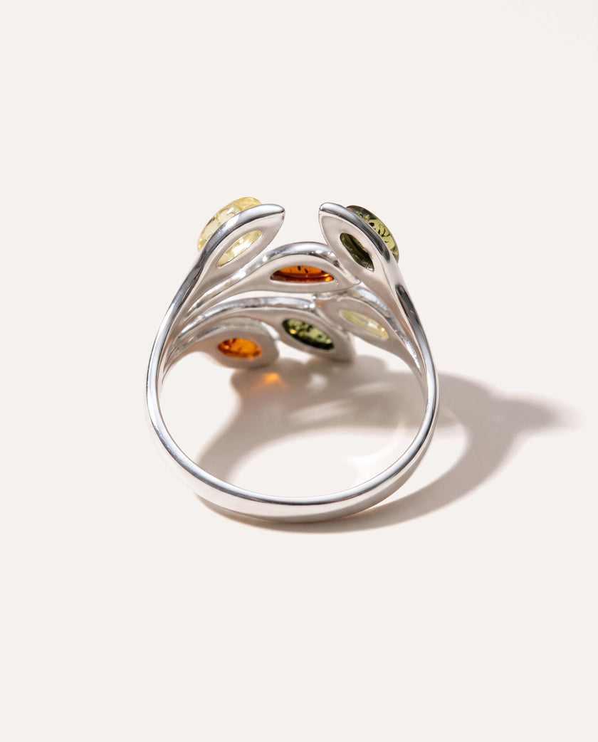 Anello Floreale Multicolore Ambra