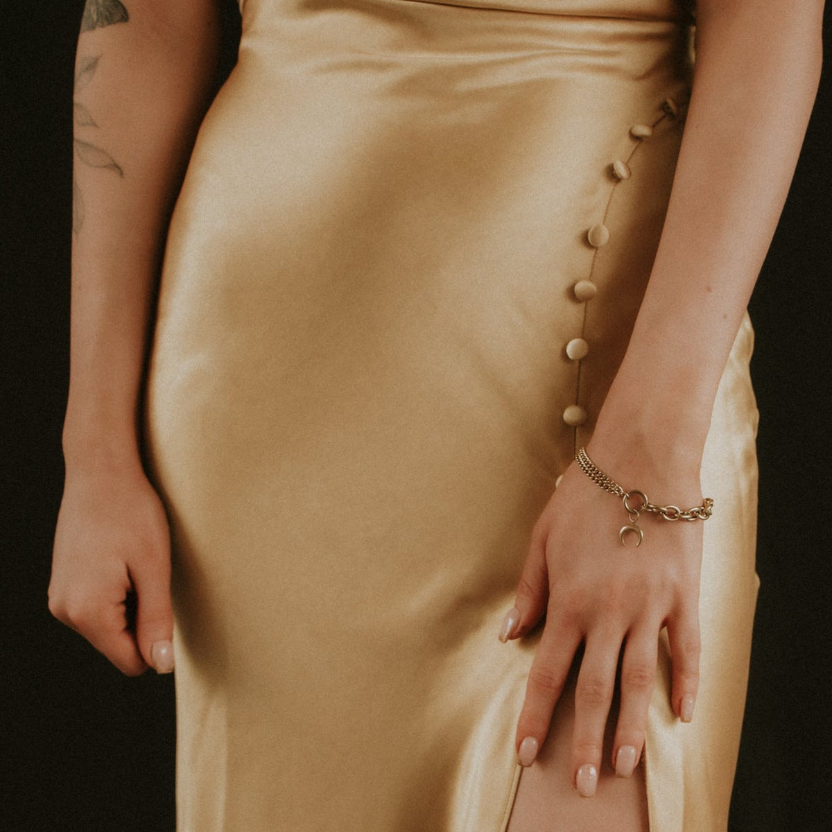 Selene Gold Crescent Moon Bracelet