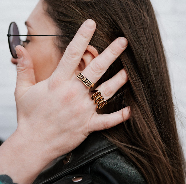 Husband Enamel Gold Signet Ring