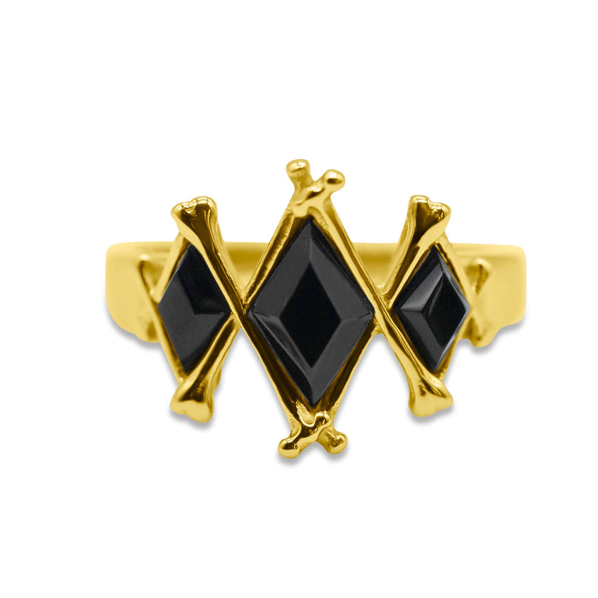 Anello in oro con gemma nera Obsidian Marrow