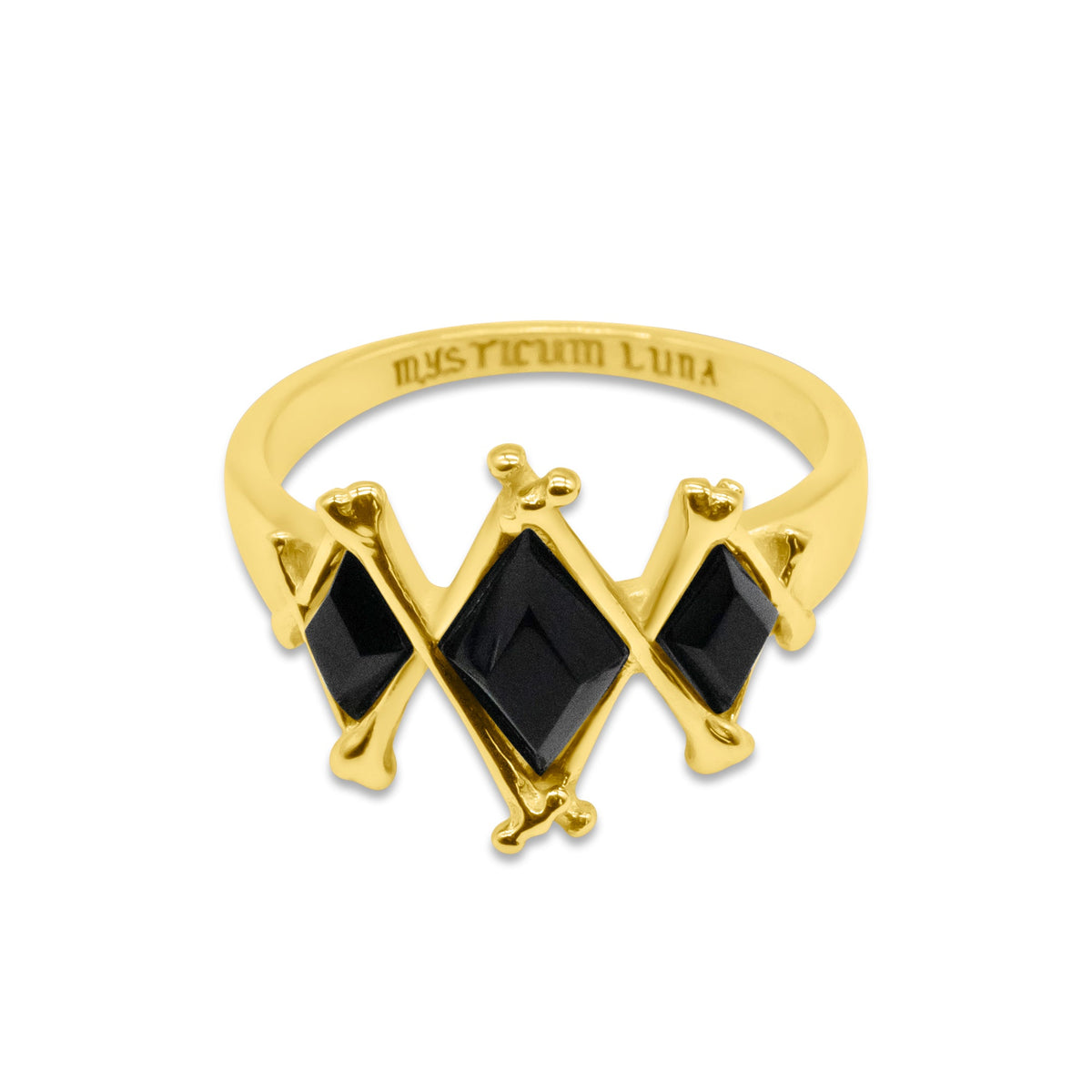 Anello in oro con gemma nera Obsidian Marrow