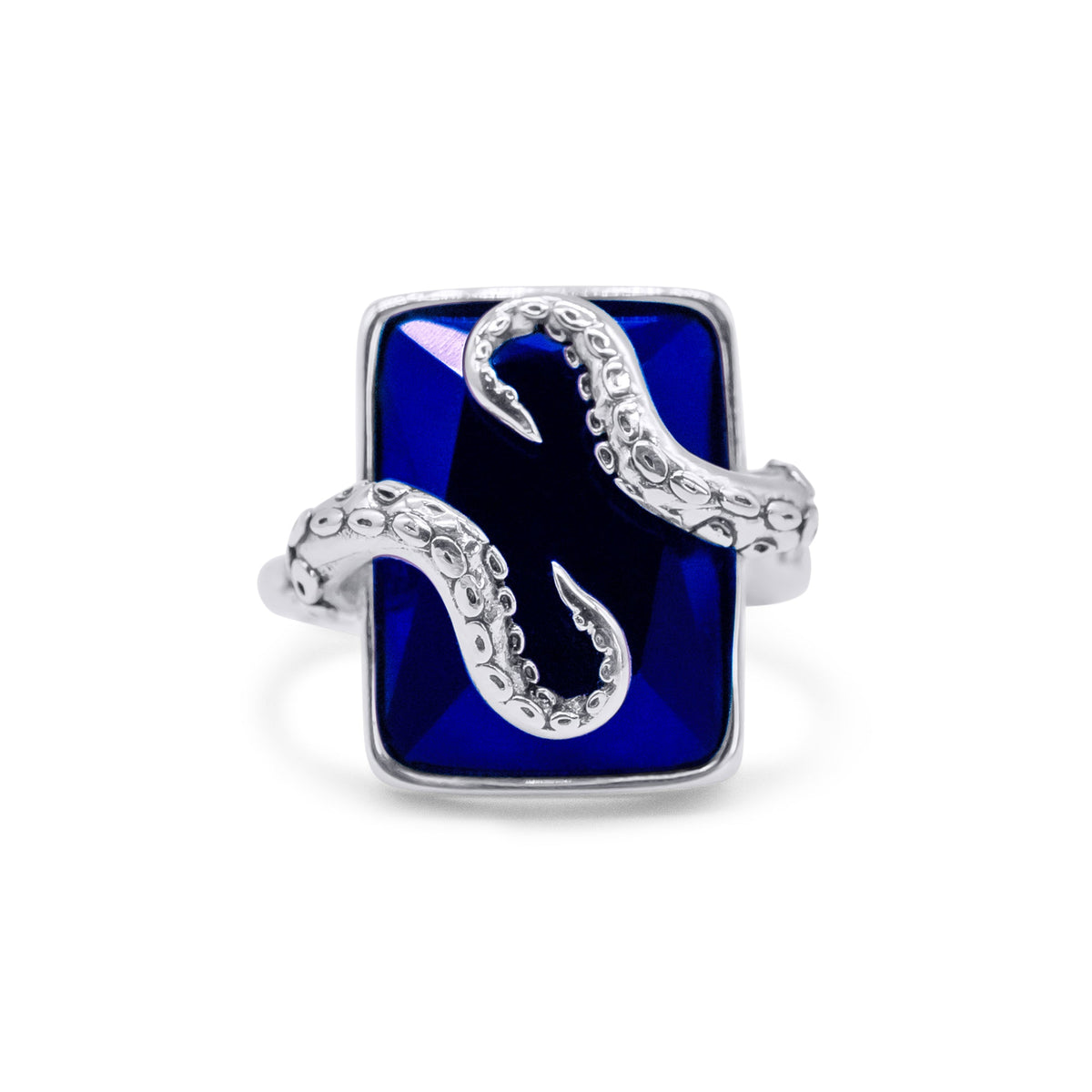 Kraken-Umarmung Blauer Stein Ring