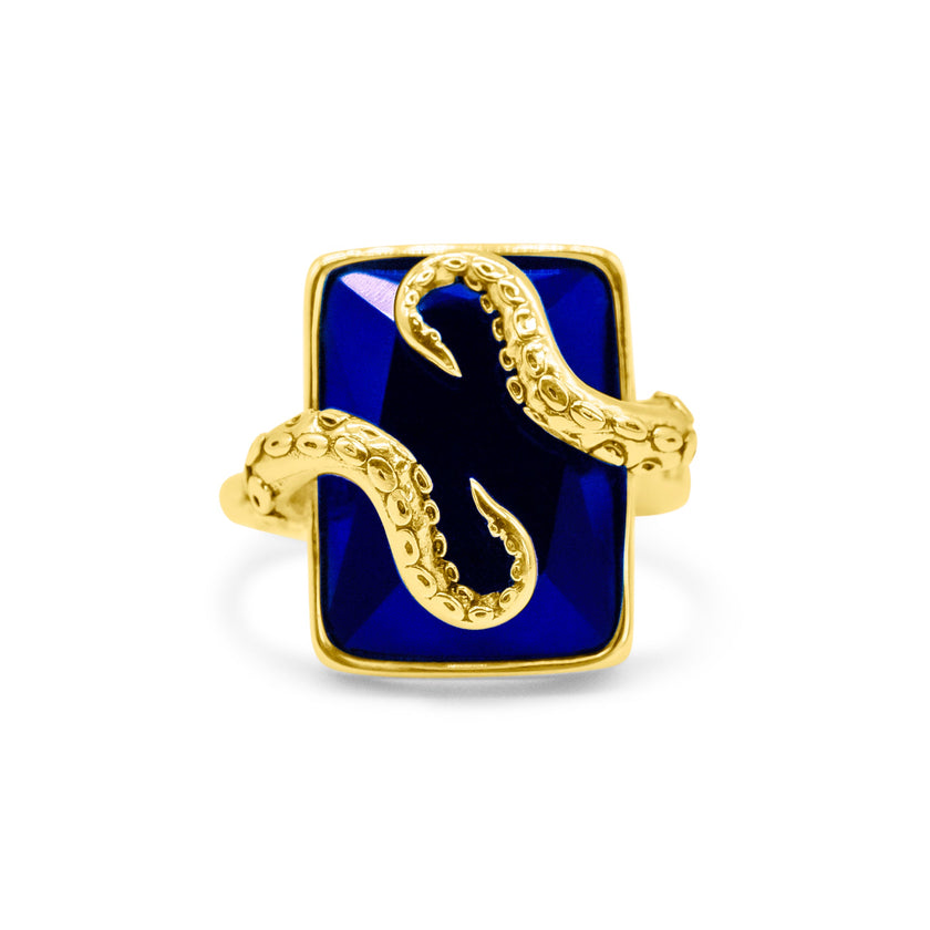 Kraken’s Embrace Blue Stone Gold Ring
