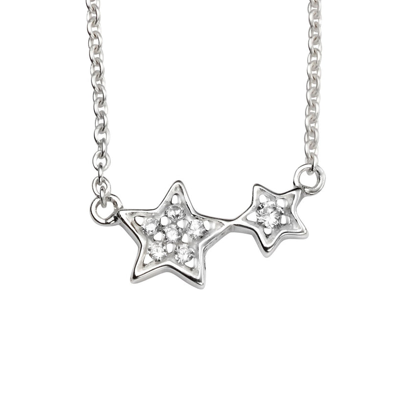 Beginnings Double Star Necklace with Cubic Zirconia