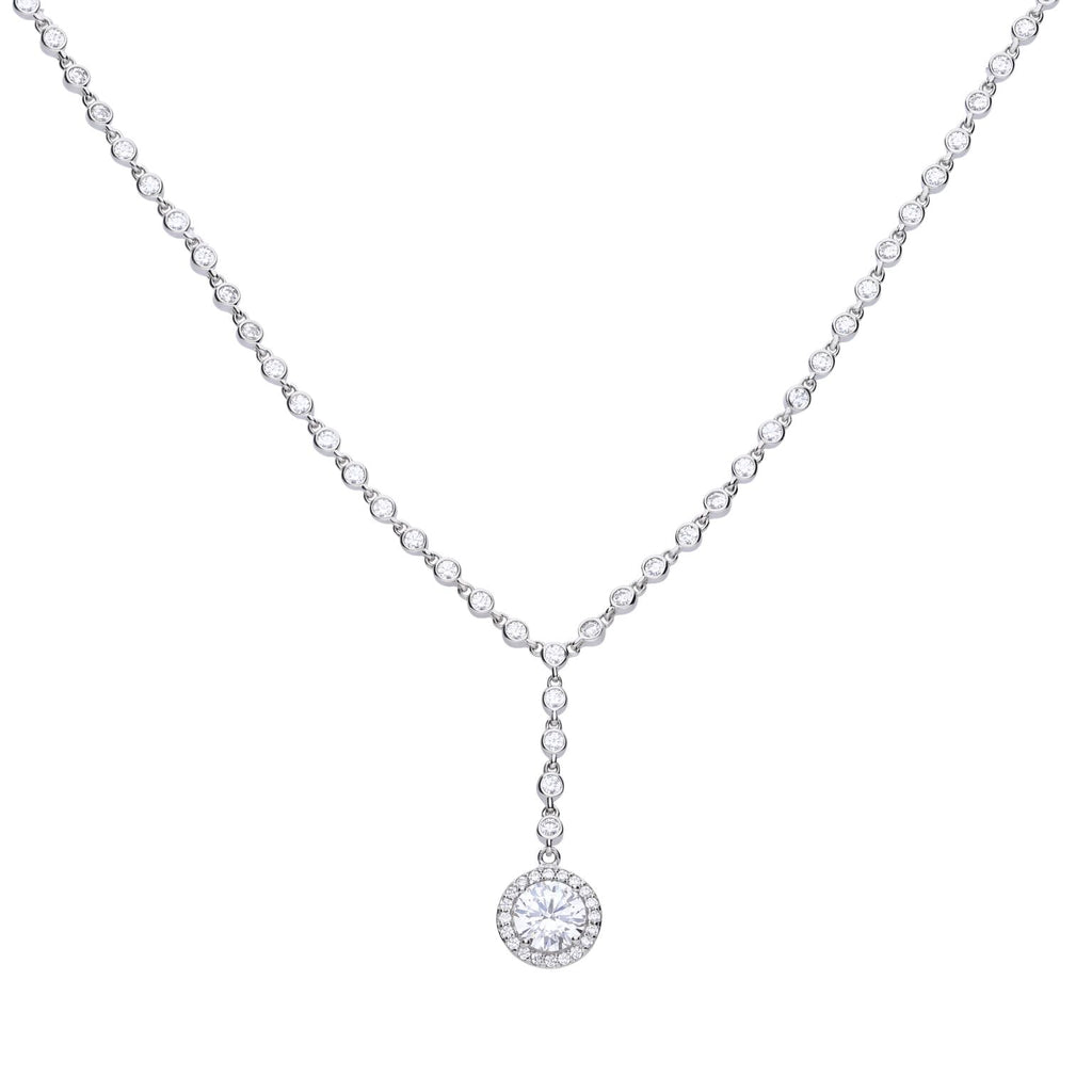 Diamonfire Pave Set Zirconia Drop Necklace