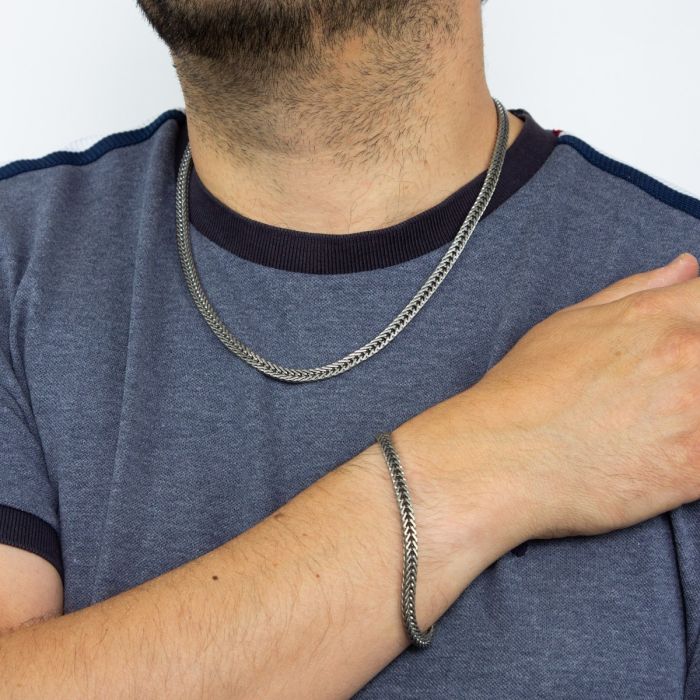 Fred Bennett Oxidised Foxtail Chain Bracelet