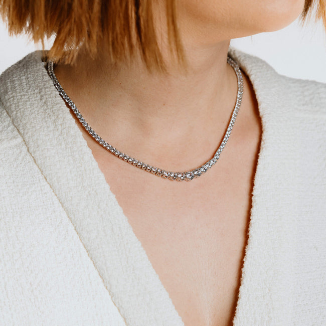 Diamonfire Graduated Zirconia Tennis Necklace