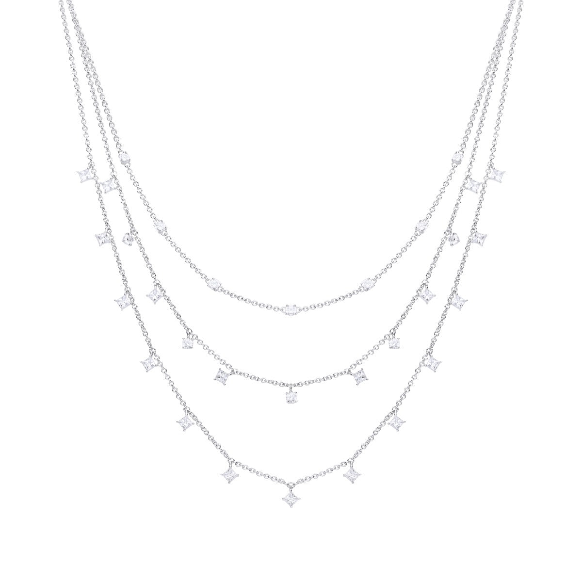 Diamonfire Triple Row Zirconia Necklace