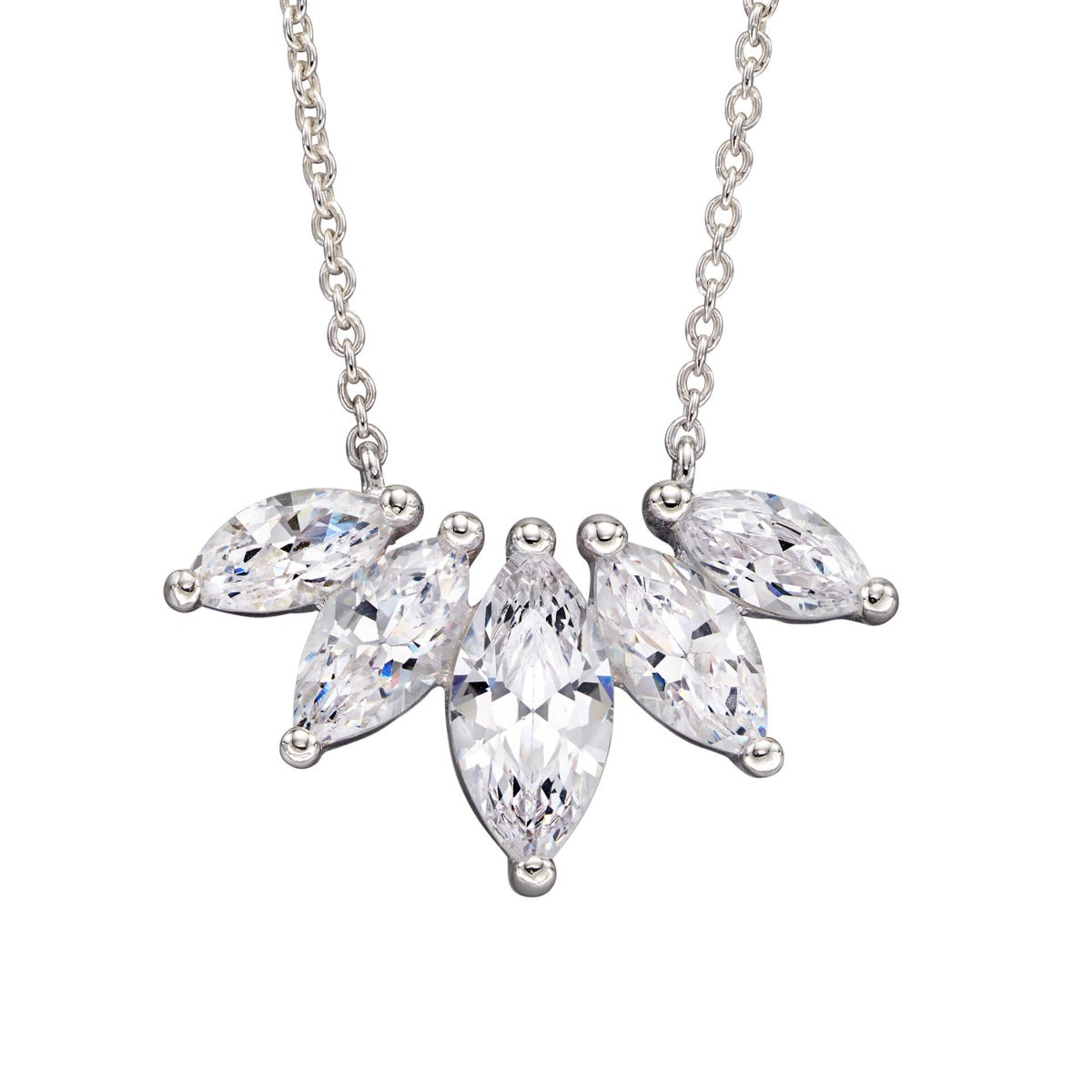 Beginnings Multi Marquise Row Necklace with Cubic Zirconia
