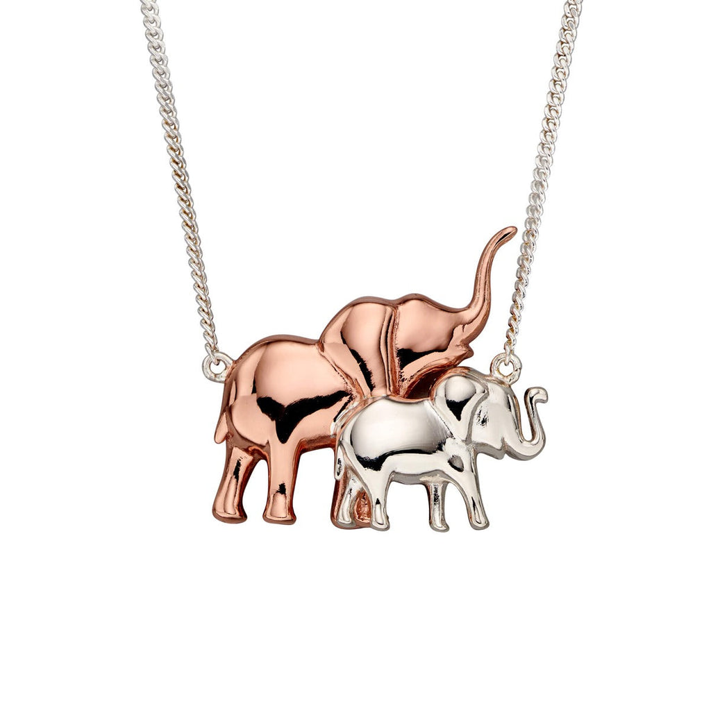 Beginnings Mum and Baby Elephant Necklace with Rose Gold Plated Detail