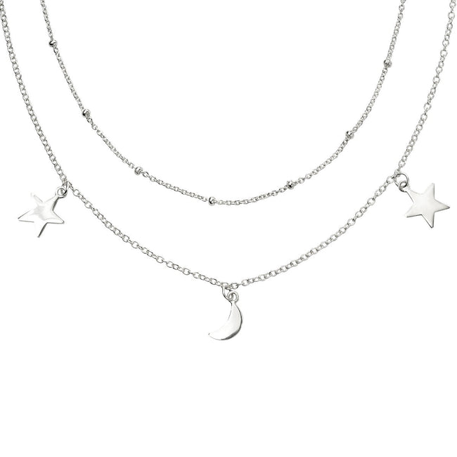 Beginnings Star and Moon Double Row Necklace