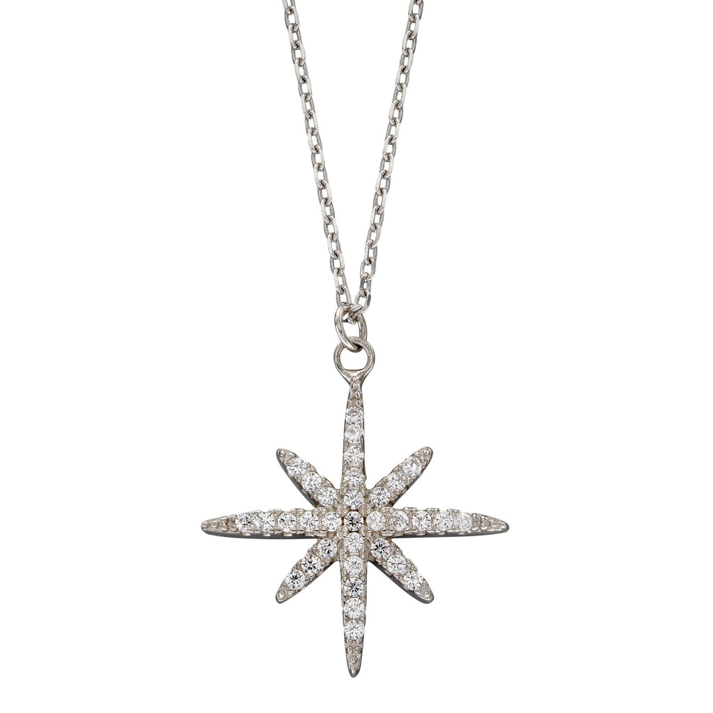 Beginnings Pave Set Cubic Zirconia Starburst Necklace