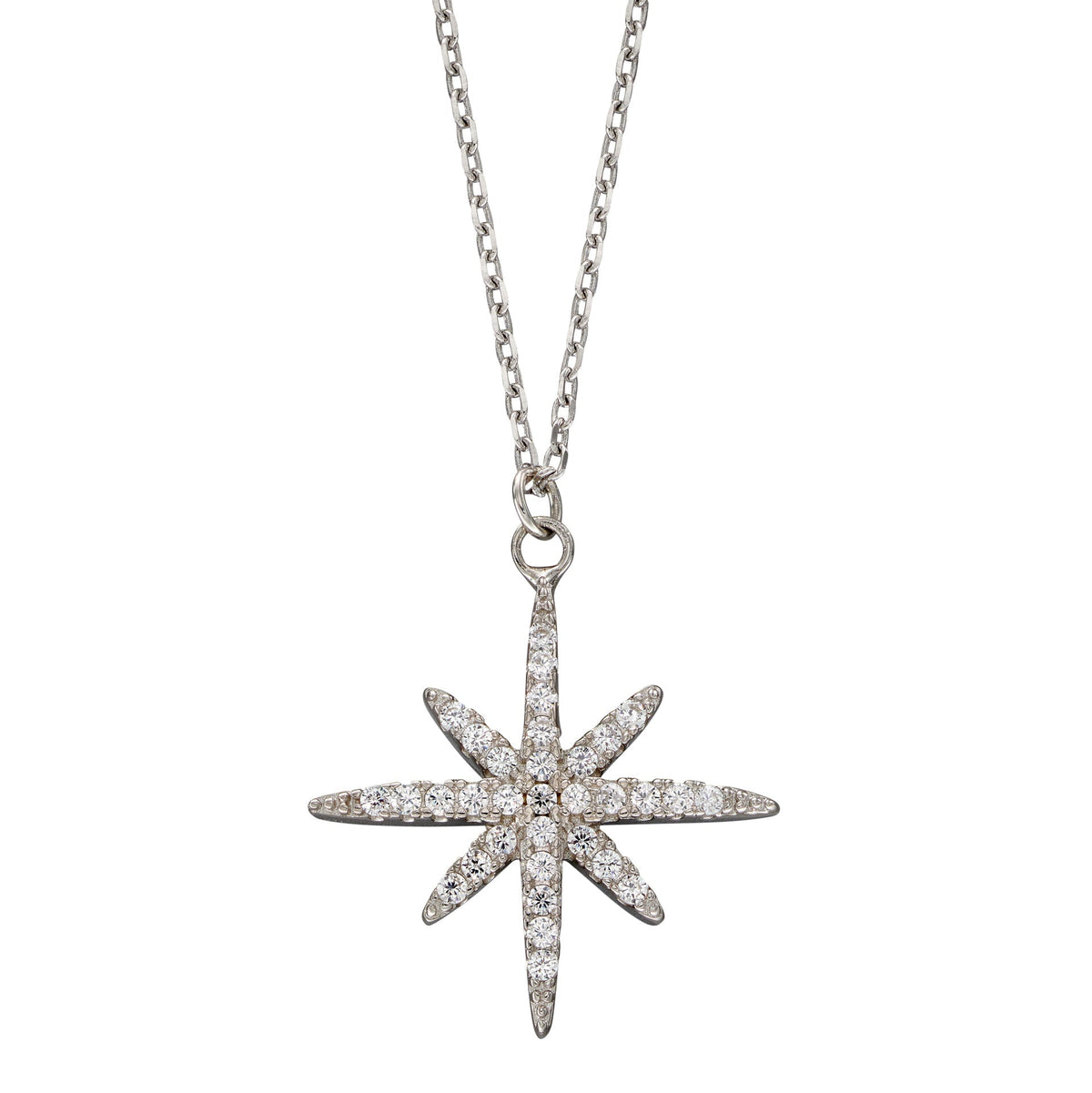 Beginnings Pave Set Cubic Zirconia Starburst Necklace