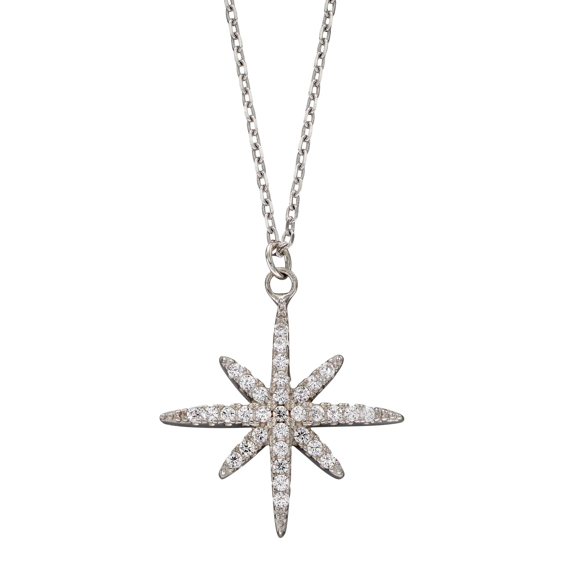 Beginnings Pave Set Cubic Zirconia Starburst Necklace