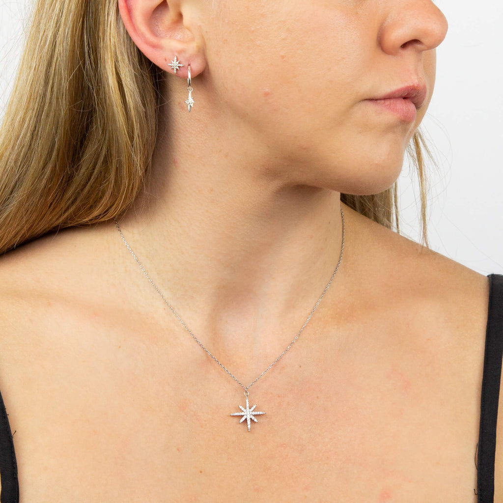 Beginnings Pave Set Cubic Zirconia Starburst Necklace