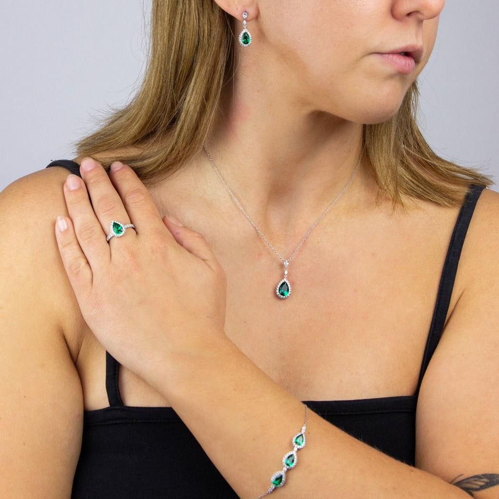 Diamonfire Teardrop and Pave Surround Earrings