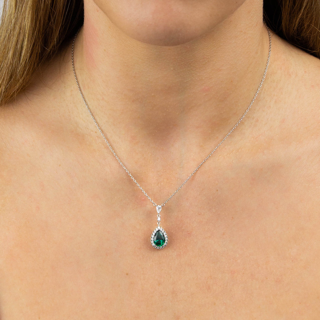 Diamonfire Teardrop and Pave Surround Necklace