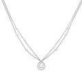 Diamonfire Teardrop Zirconia Double Chain Necklace