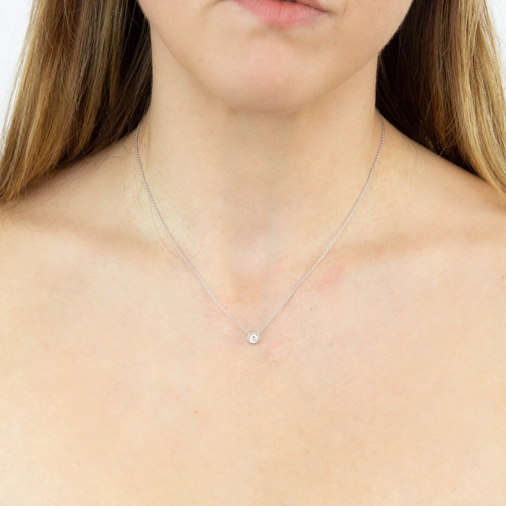 Beginnings Millegrain Edge Cubic Zirconia Necklace
