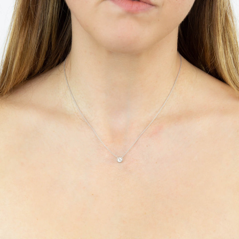 Beginnings Millegrain Edge Cubic Zirconia Necklace