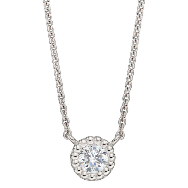 Beginnings Millegrain Edge Cubic Zirconia Necklace