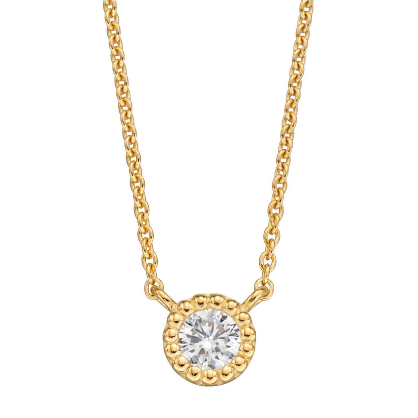 Beginnings Millegrain Edge Cubic Zirconia Necklace