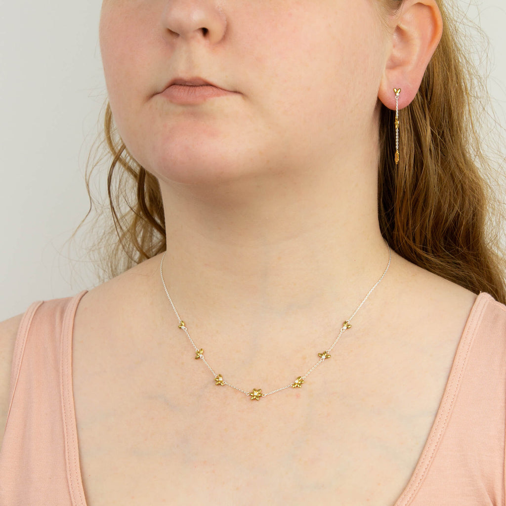 Beginnings Sunflower Station Necklace with Yellow Gold Plating