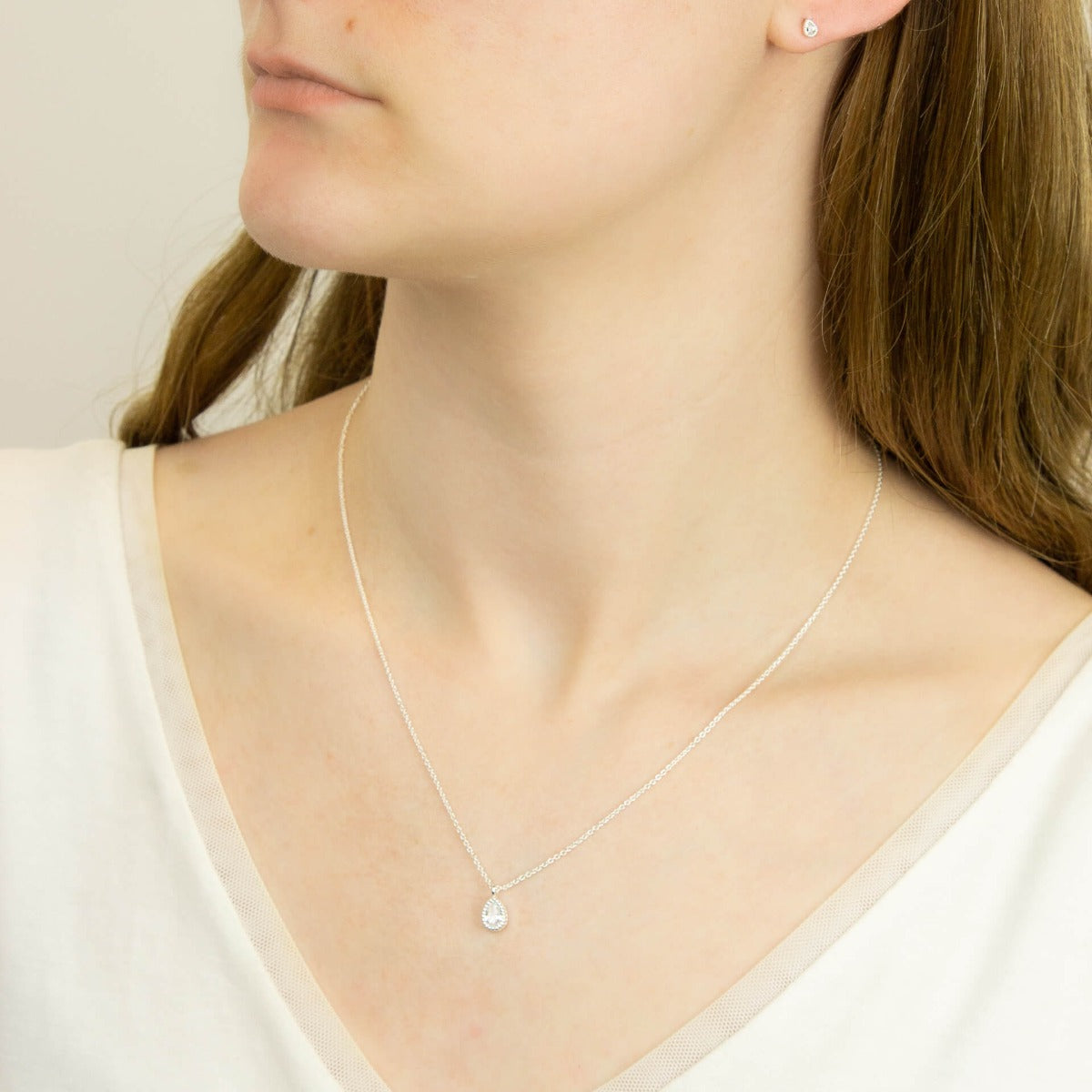 Beginnings Teardrop Stud Earrings with Cubic Zirconia