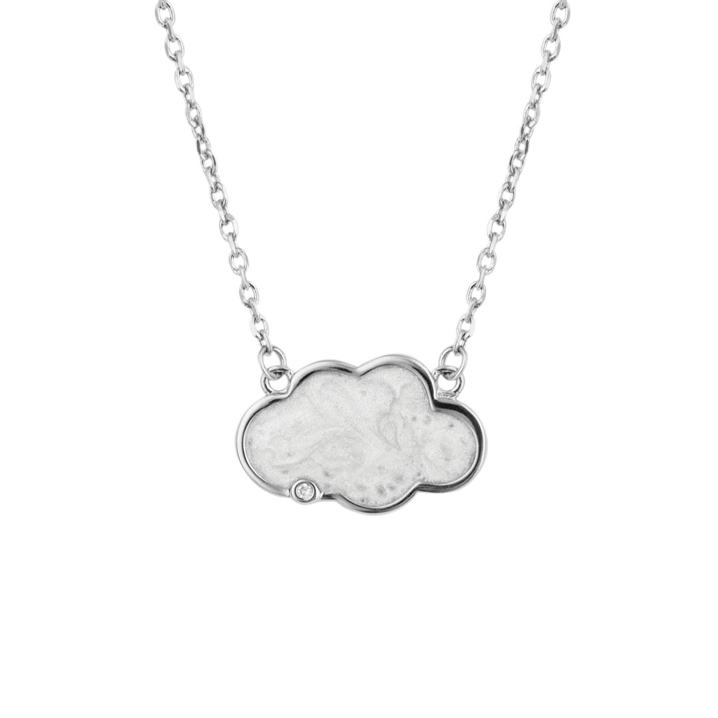 D For Diamond Pearlised Enamel Cloud Necklace with Diamond